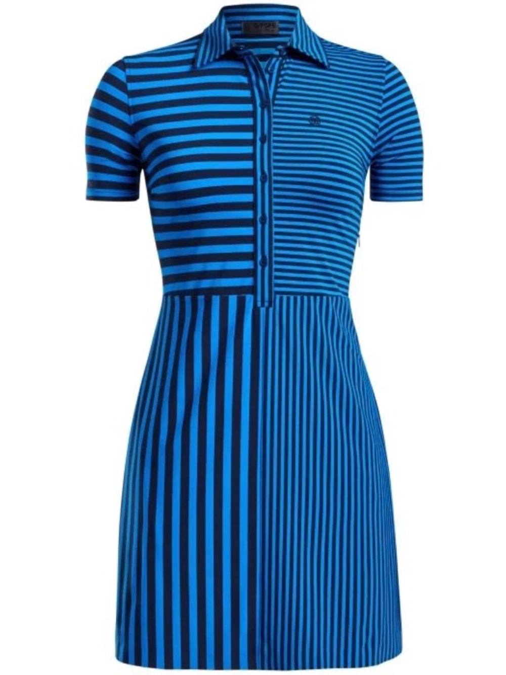 G/FORE Blue and Black Striped Polo Dress